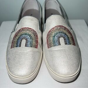 Katy Perry “The Kerry” Silver Rainbow Rhinestone Slip-On Sneakers - Women’s 6.5